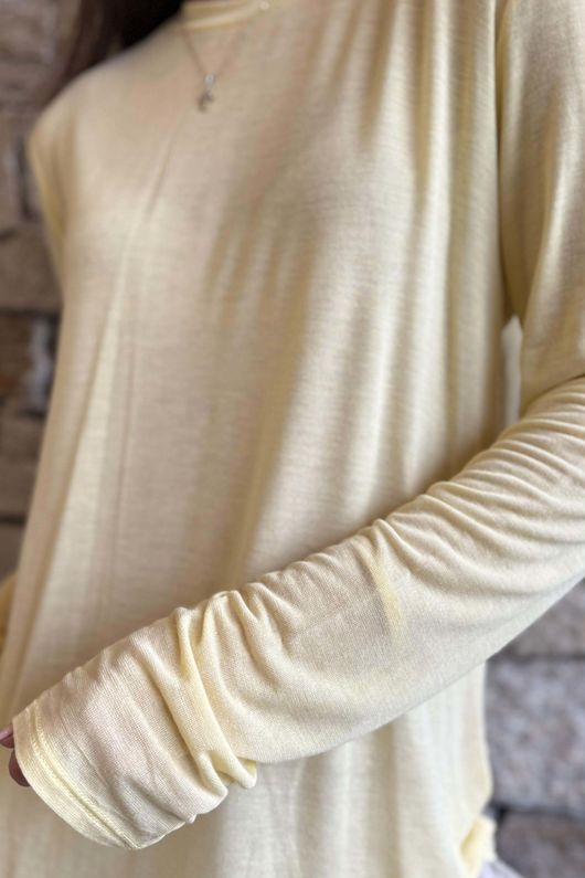 Essential Cashmere Blend Sheer Layering Top Lemon